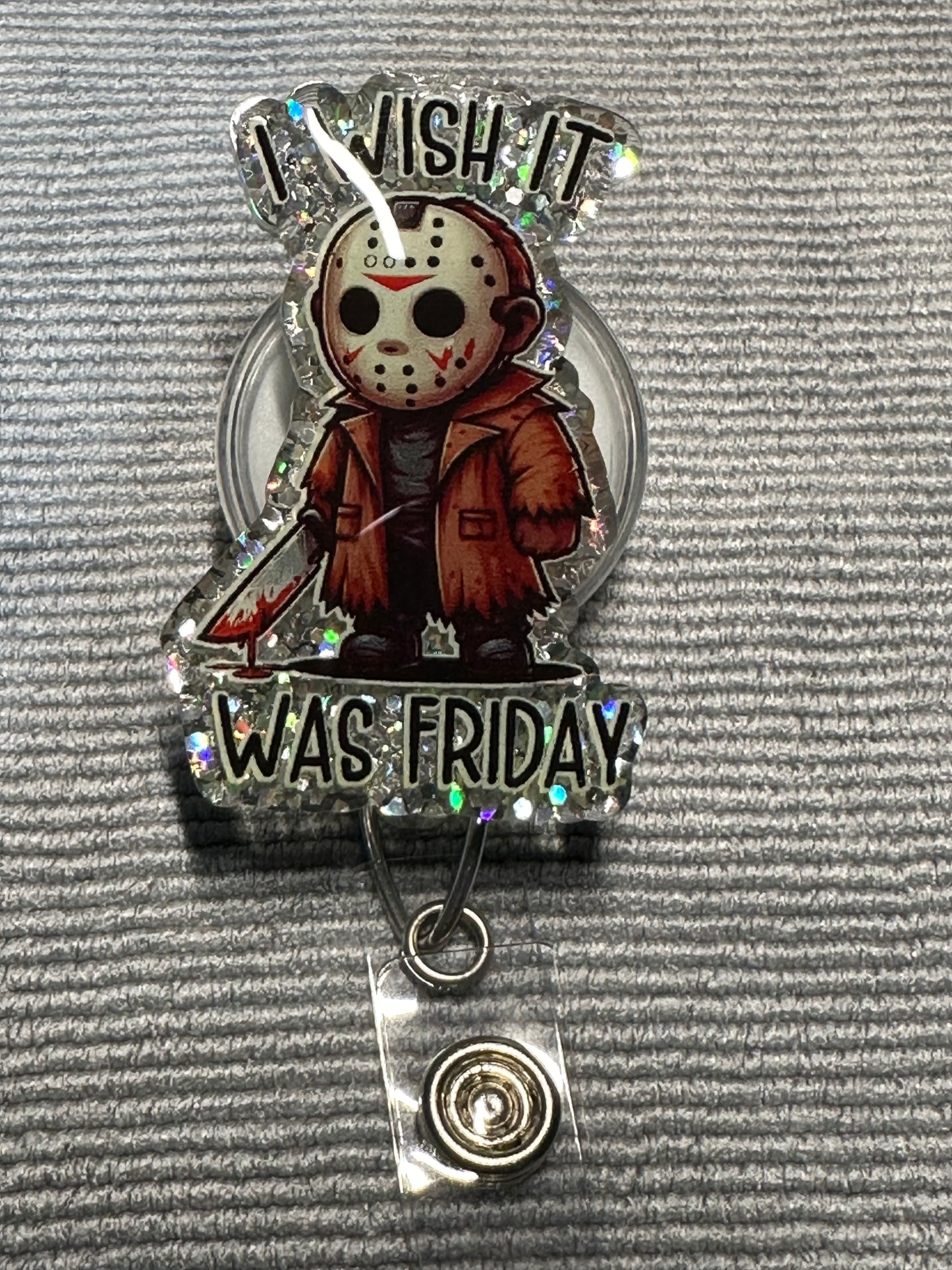 Jason Friday the 13th inspired interchangeable badge reel