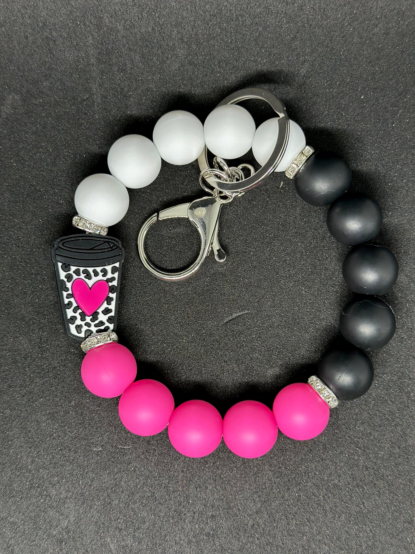 Coffee with Pink Heart Wristlet