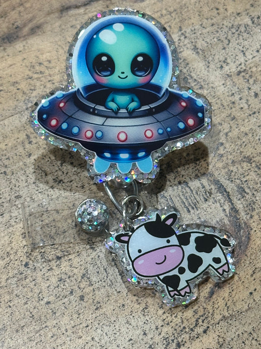 Alien abducting cow BADGE REEL