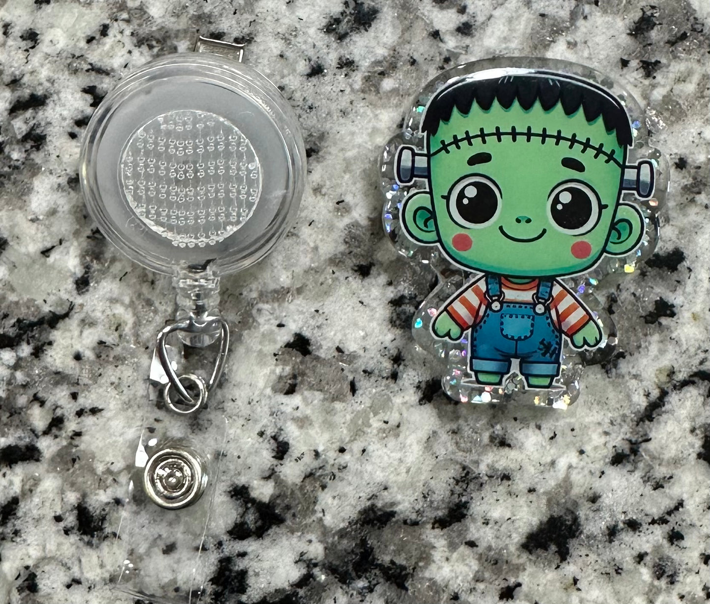 CUTE INTERCHANGEABLE FRANKENSTEIN BADGE REEL