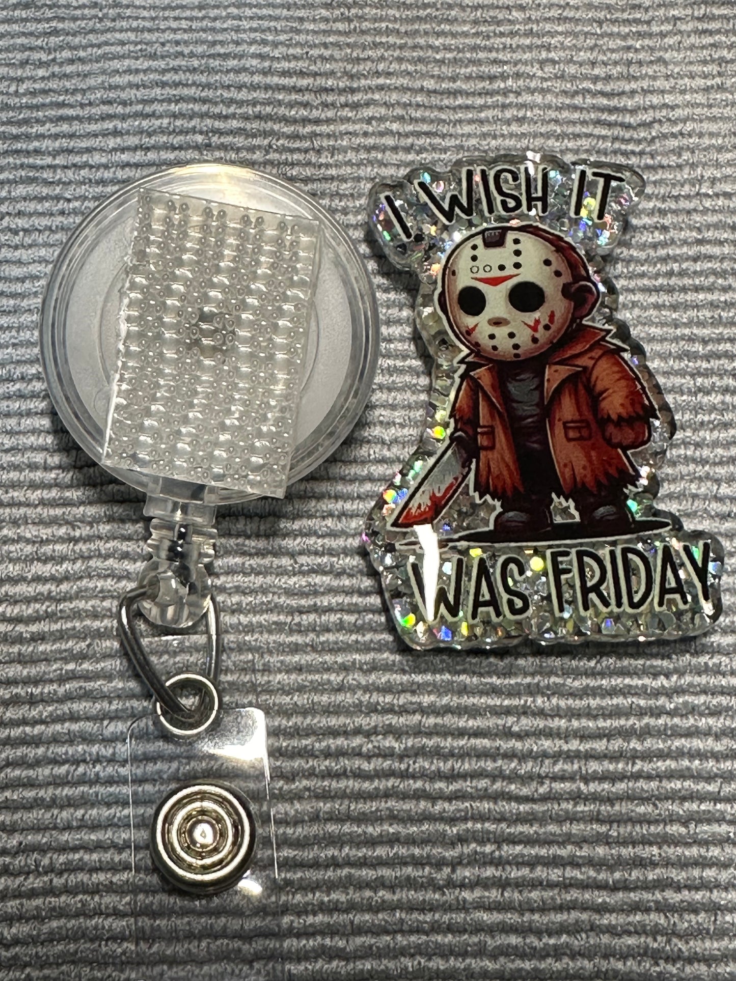 Jason Friday the 13th inspired interchangeable badge reel