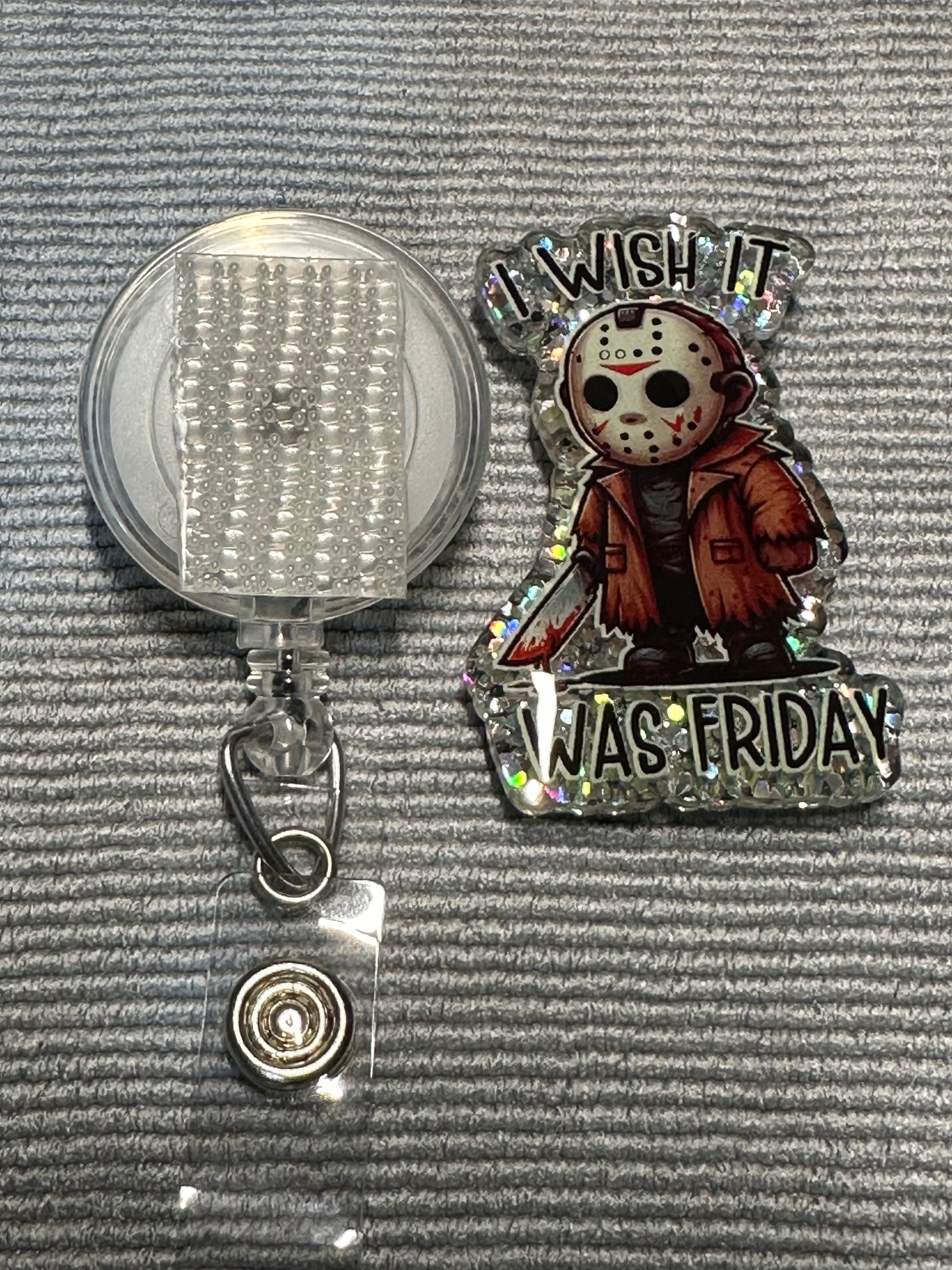 Jason Friday the 13th inspired interchangeable badge reel
