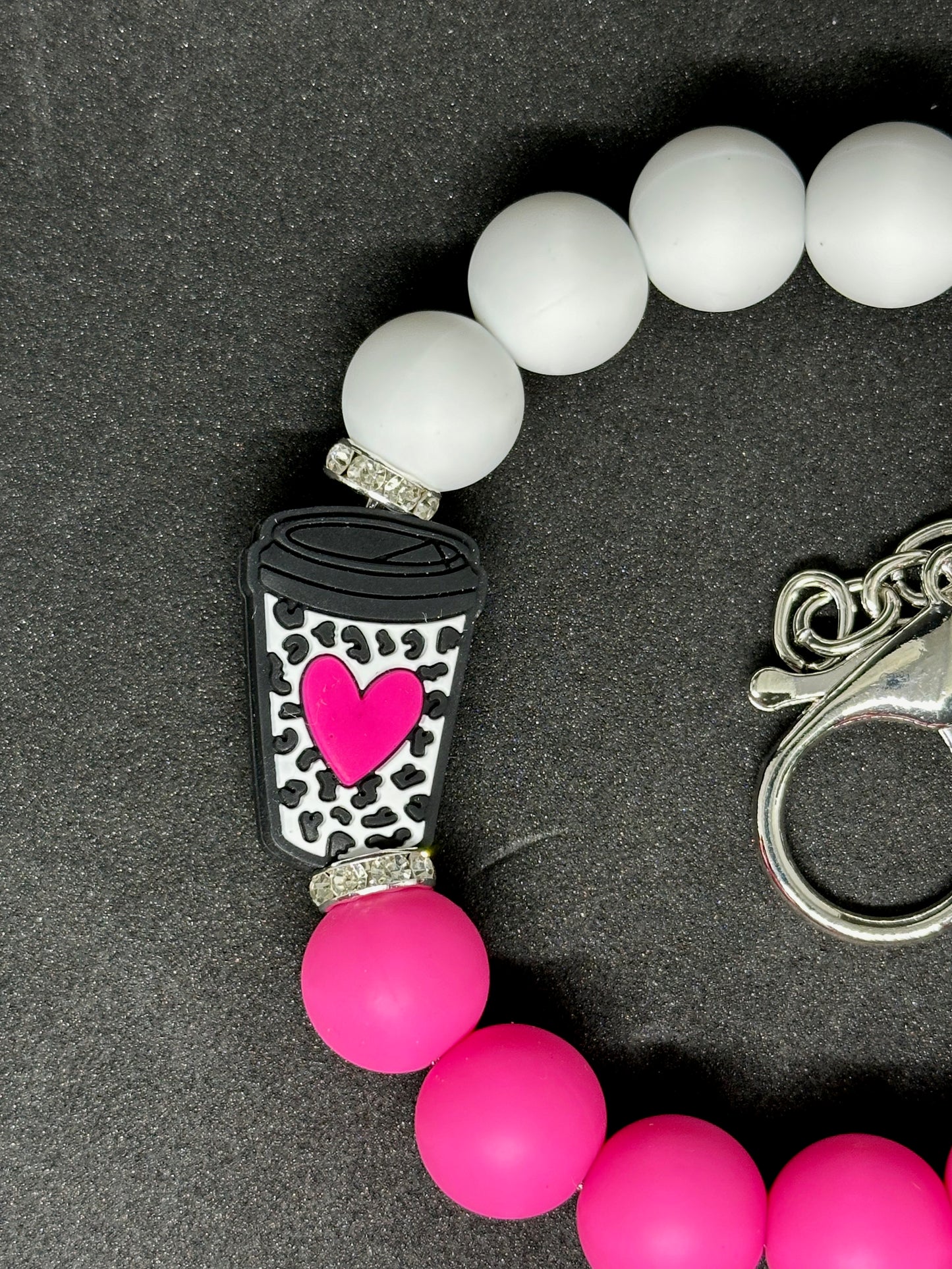 Coffee with Pink Heart Wristlet